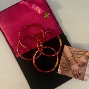 Red and Gold Koi Bangles with Pouch❤️